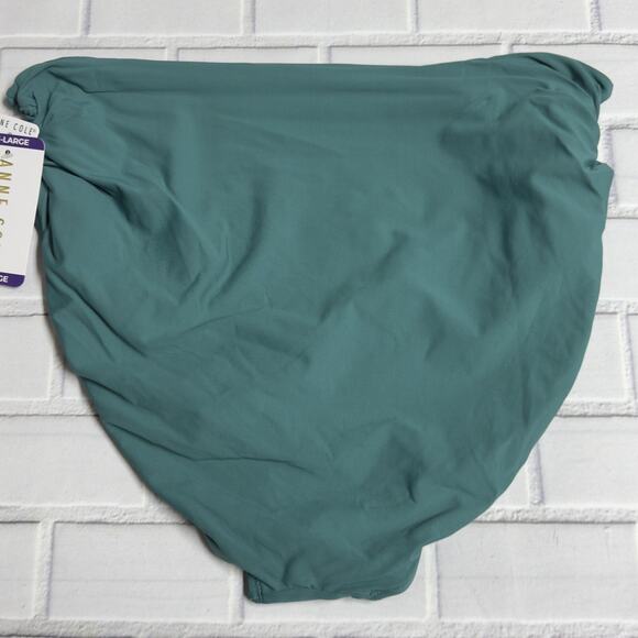 Anne Cole 3 Way Convertible High Waist Shirred Swim Bottom Ocean Green Size XXL - Picture 3 of 10